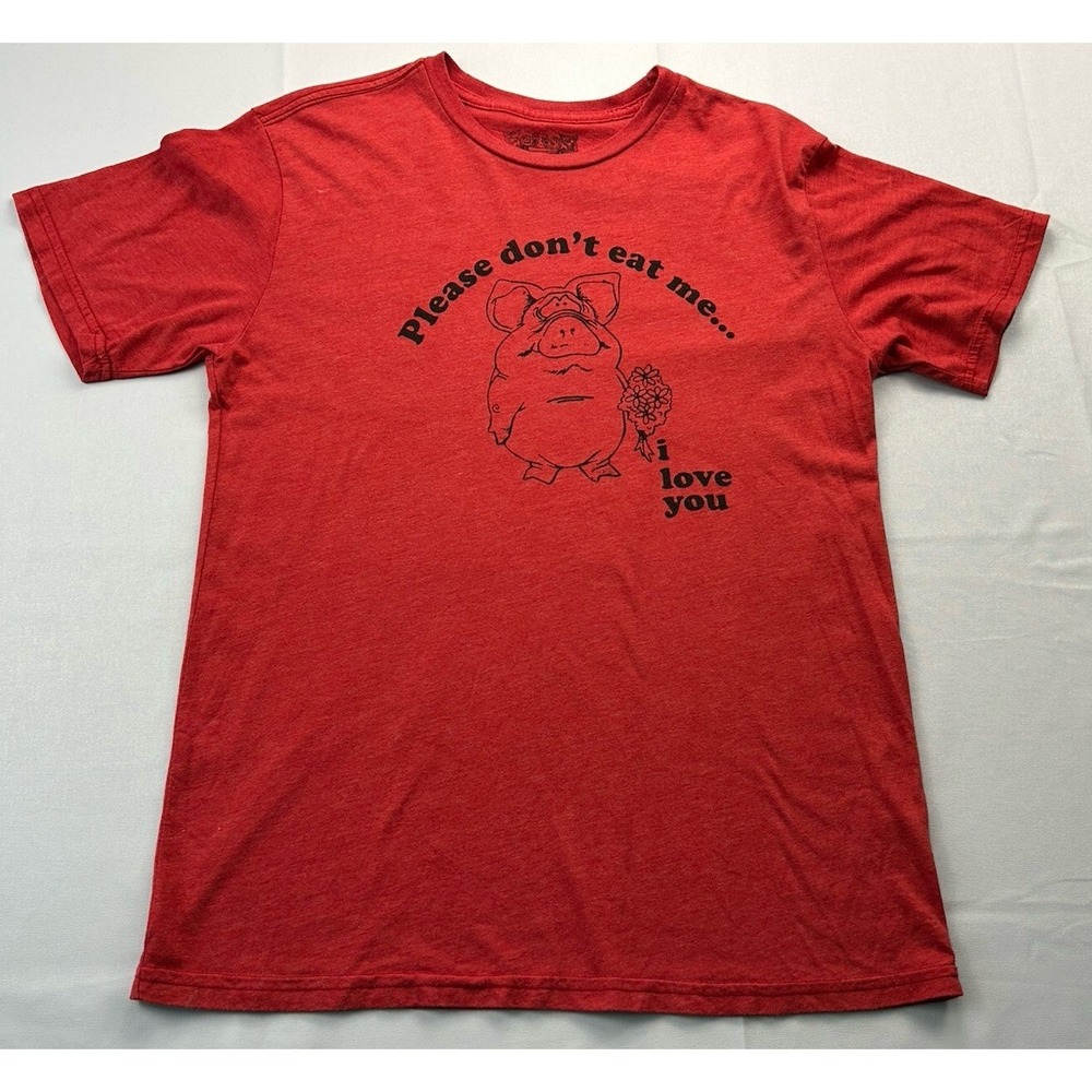 Urban Classics Pig Graphic T Shirt Medium Funny Novelty Please Don't Eat Me Red